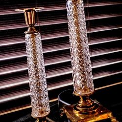 Pair Crystal And Brass Vintage Candle Holders