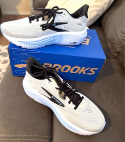 Brooks Ghost 18 Neutral Running Shoes in White Blue and Black
