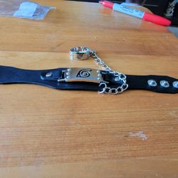 *NEW LEATHER WRIST BAND WITH MATCHING RING.  SIZE 7 