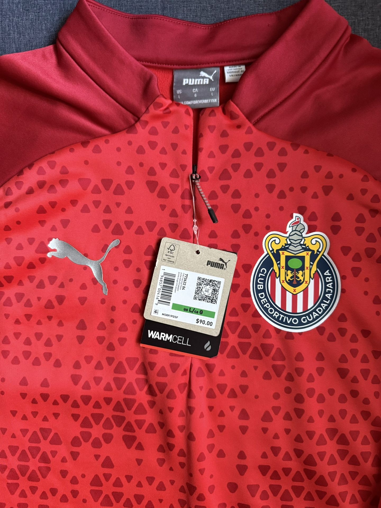 Puma Chivas Training Fleece Jacket Quarter Zip Red 
