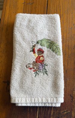 Embroidered Monkey Cotton Hand Towel