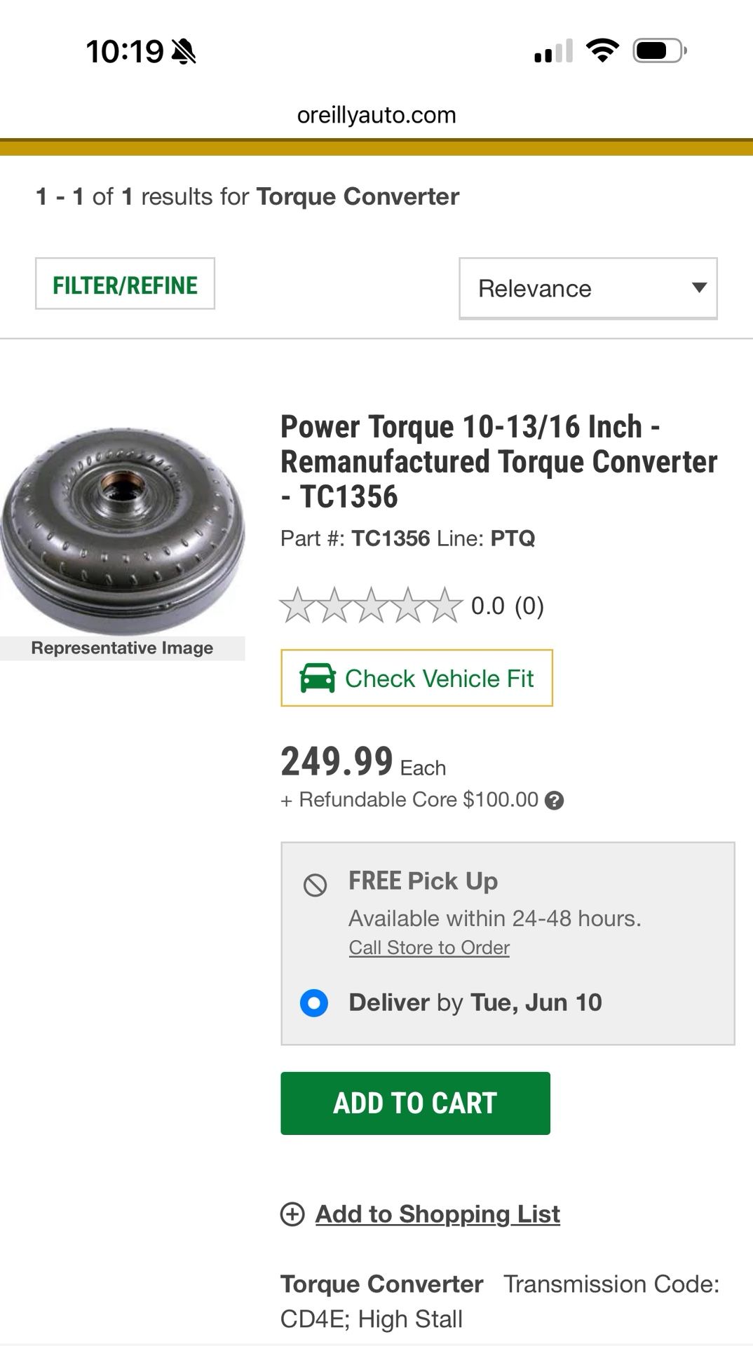 2001 Escape Ford Torque Converter