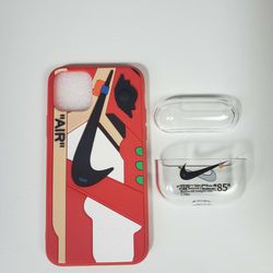 IPhone 11 Pro Sneaker Silicone Case and AirPods Pro Clear case Protective