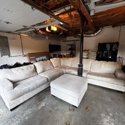  Sectional Couch with Storage Ottoman