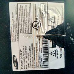 Samsung 50" Plasma Display TV For Parts Only