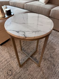 Faux Marble and Gold Accent Table 24” High