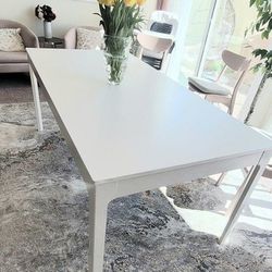  Extendable White Wooden Table (EKEDALEN/ IKEA) (NO Chairs)
