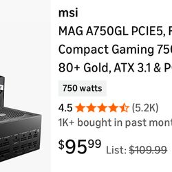 MSI MAG A750GL PCIE5, Fully Modular Compact Gaming 750W