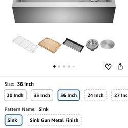 KRAUS Kore 36-Inch Farmhouse Workstation 16 Gauge Single Bowl Stainless Steel Kitchen Sink with Accessories