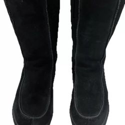 UGG Tall Black Boots Leather Sheepskin Size 6