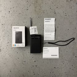 Sony ICF-P26 AM/FM Pocket Radio Black, Headphone Jack, Tuning/Battery