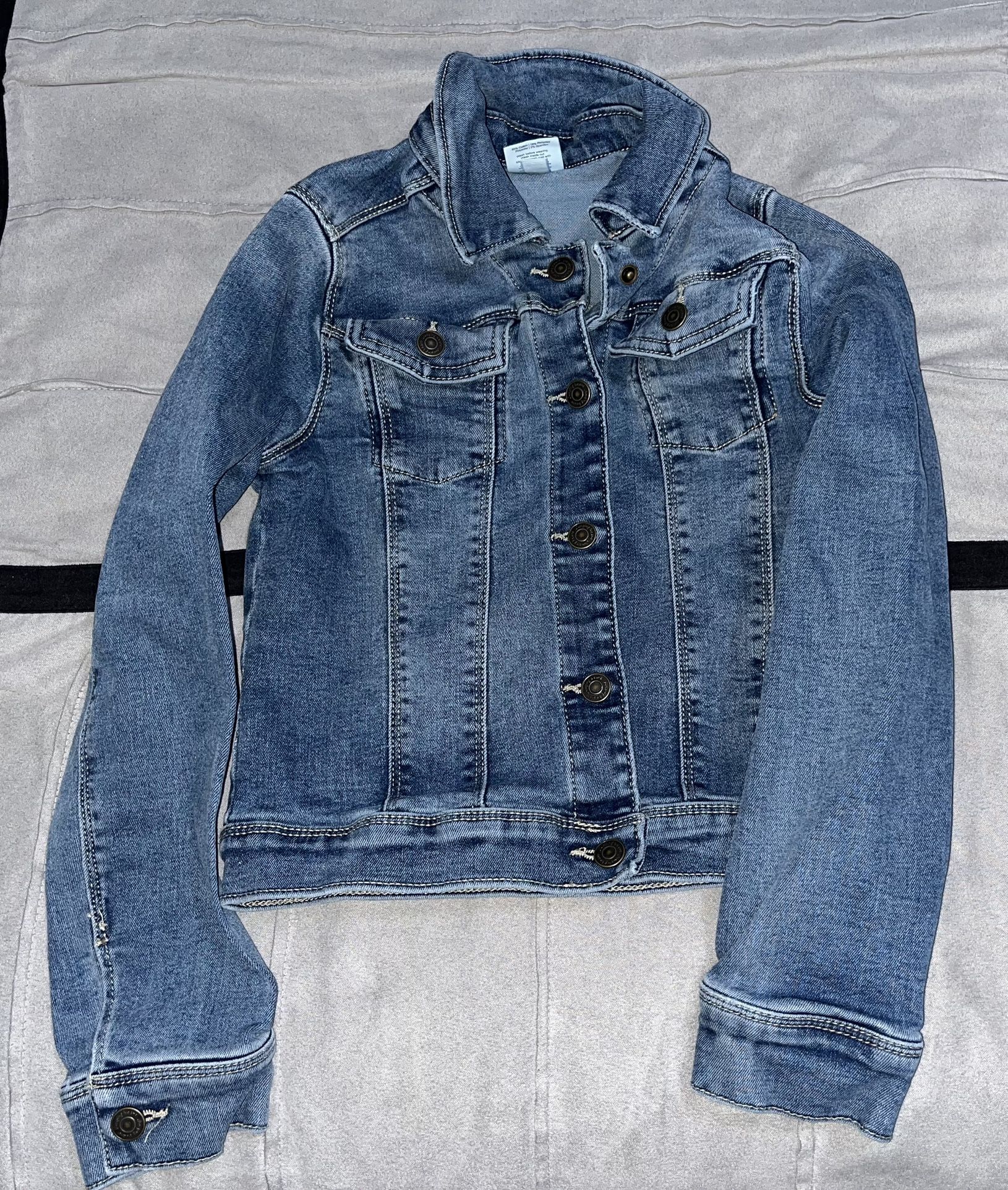 Jumping Beans Girls Size 7 Full-Snap Medium-Wash Stretch Jean Jacket