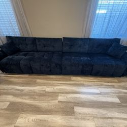 Sofa Couch Set Modular 4-Seat Chenille With High-Resilience Cushions and Solid Wood Frame