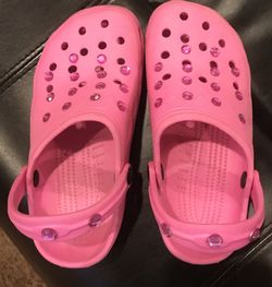 For sale - $10 Girl's Pink Crocs - Size 8
