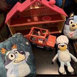 Bluey Bundle Toddler Blanket, Plush Toys, Playhouse And Jeep Vehicle Car