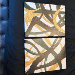 Gold , Green , And Black Wall Art