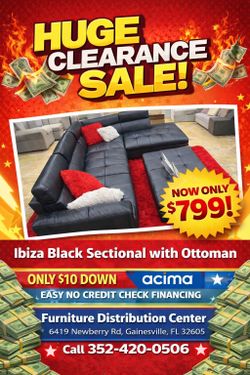 BLACK IBIZA SECTIONAL $799! FAST SHIPPING 🚚 NO CREDIT CHECK💰