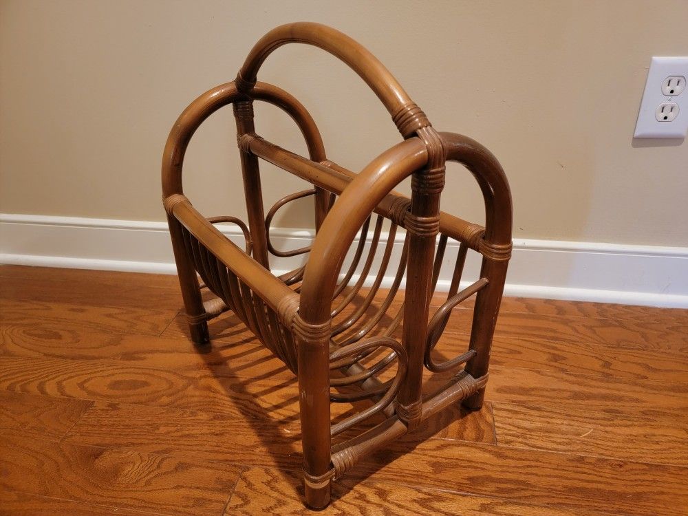 Vintage Rattan Magazine Rack