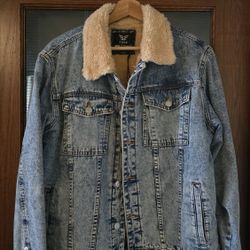 Denim Sherpa Jacket - Medium Wash Size L