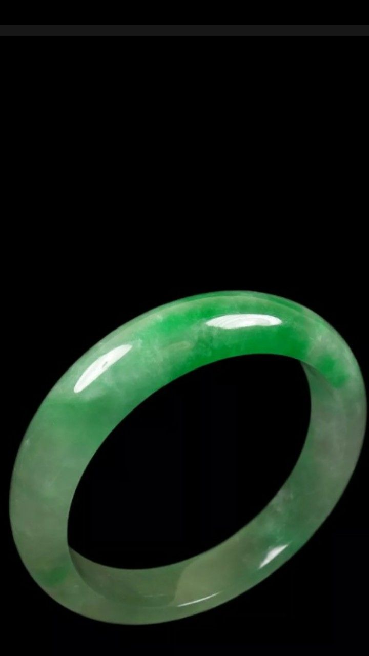 Lucky 58mm Natural Emerald Green Icy Jadeite Jade Bracelet Bangle