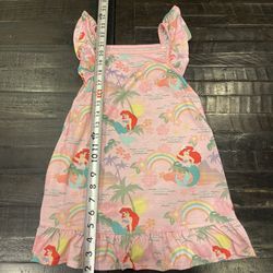 Disney The Little Mermaid Ariel Aop Pajama Dress Kids Size 4 EUC