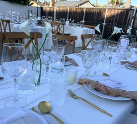110 Artificial White Calla Lilies and 30 glass vases – Wedding/Event Decor – $100