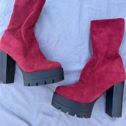 Velvet Red Booties