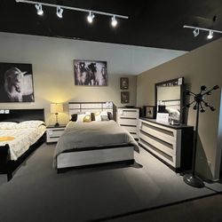 Beige/grey 4PC Queen Bedroom Set