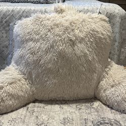 White Shaggy Bed Rest Back Support Pillow