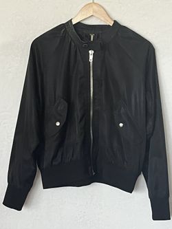 Free People Bomber Jacket Women’s M Black Full Zip Pockets Windbreaker Everyday
