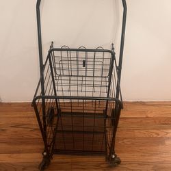 Utility Shopping Cart Foldable Jumbo Basket Outdoor Grocery Laundry