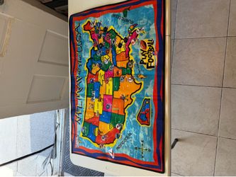 Vintage 1996 NFL USA Map Play Carpet Mat (24x36) - Complete w/ Box