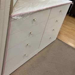 8 drawer white pink liner