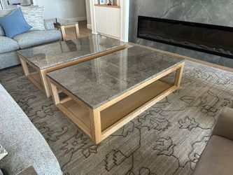 Arhaus Granite stone top coffee and end tables