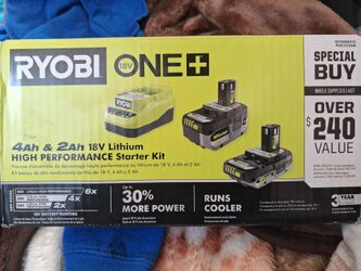 HP 18V  4.0 Ah HIGH PERFORMANCE Batteries, 2.0 Ah HIGH PERFORMANCE Battery, and Dual-Port Charger Starter Kit