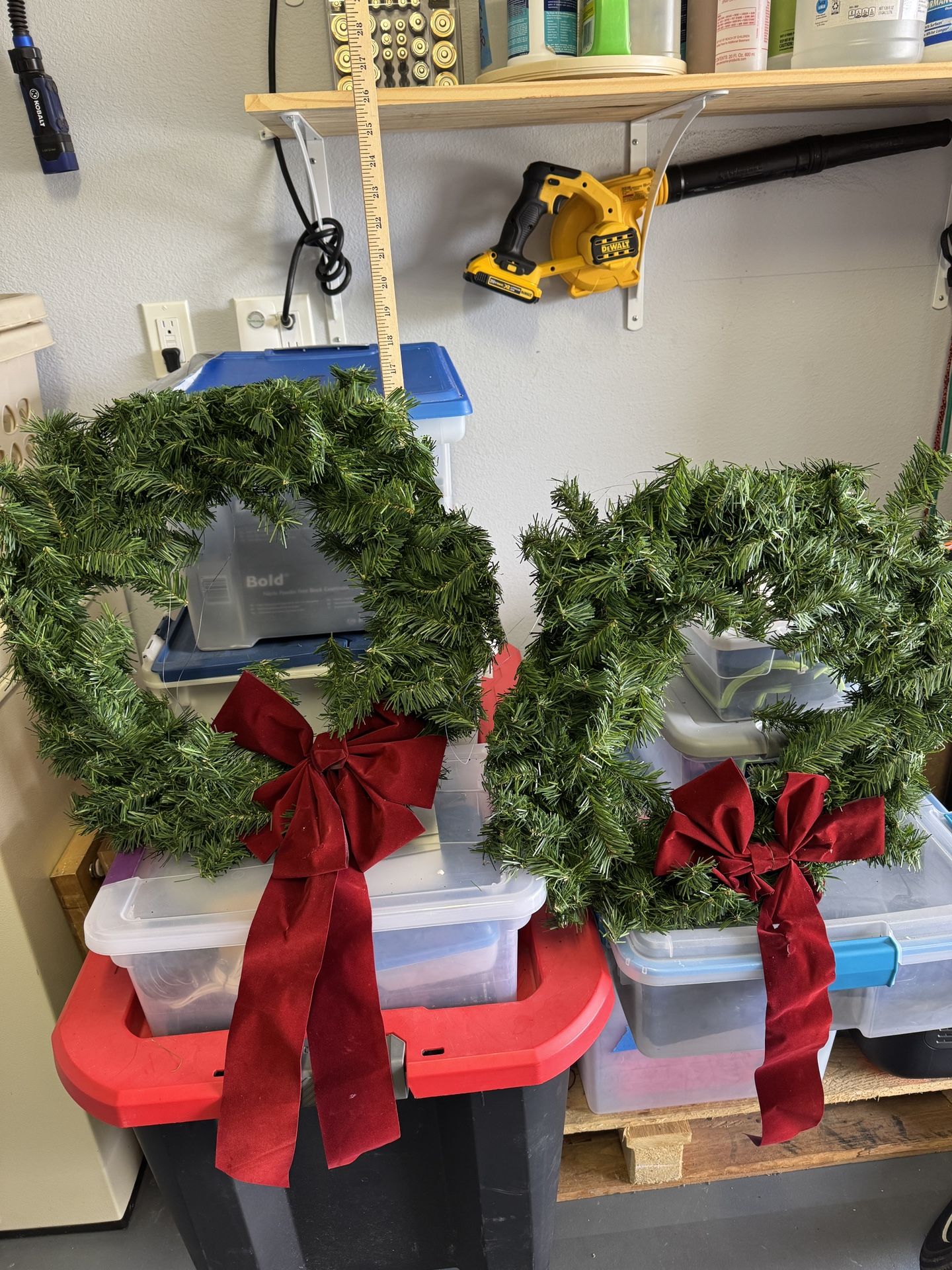 2 Green Wreaths 15-16”