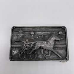 Vintage 1984 Bergamot Brass Works Metal horse  Belt Buckle- 0-149