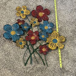 24 x 25” Metal Wall Art with Bright Flowers 