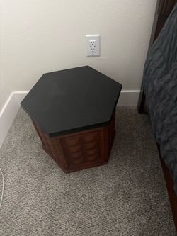Hexagonal Side Table with Stone Top