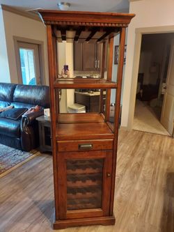 Wood Wine Tower Cabinet with Glass Rack