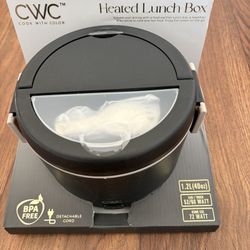 COOK WITH COLOR 60W Round Lunch Box, Portable Food Warmer, 1.2L Capacity, Stainless Steel Liner, Black