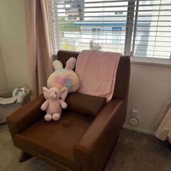 Beautiful Brown Leather Rocking Chair