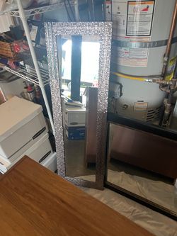 Large Rectangular Mosaic Tile Framed Wall Mirror
