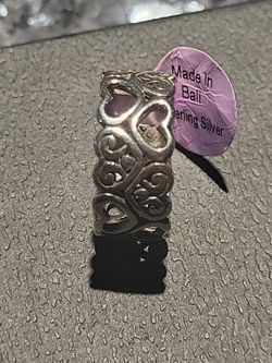 New,Boho Fashion Sterling Silver Ring Open Swirl Hearts Design