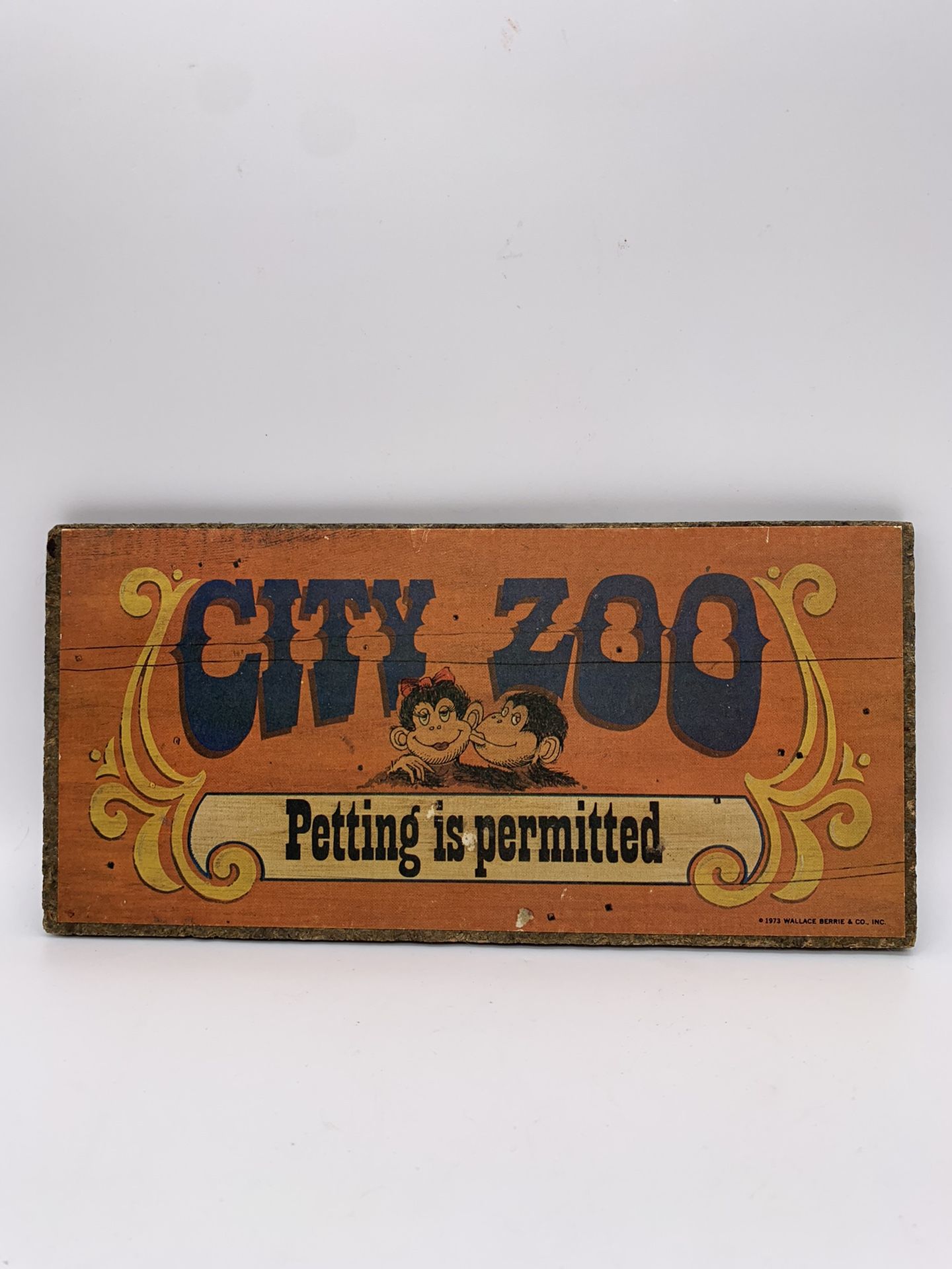 Vintage 1973 Wallace Bertie & Co. Inc. City Zoo “Petting Is permitted” Sign