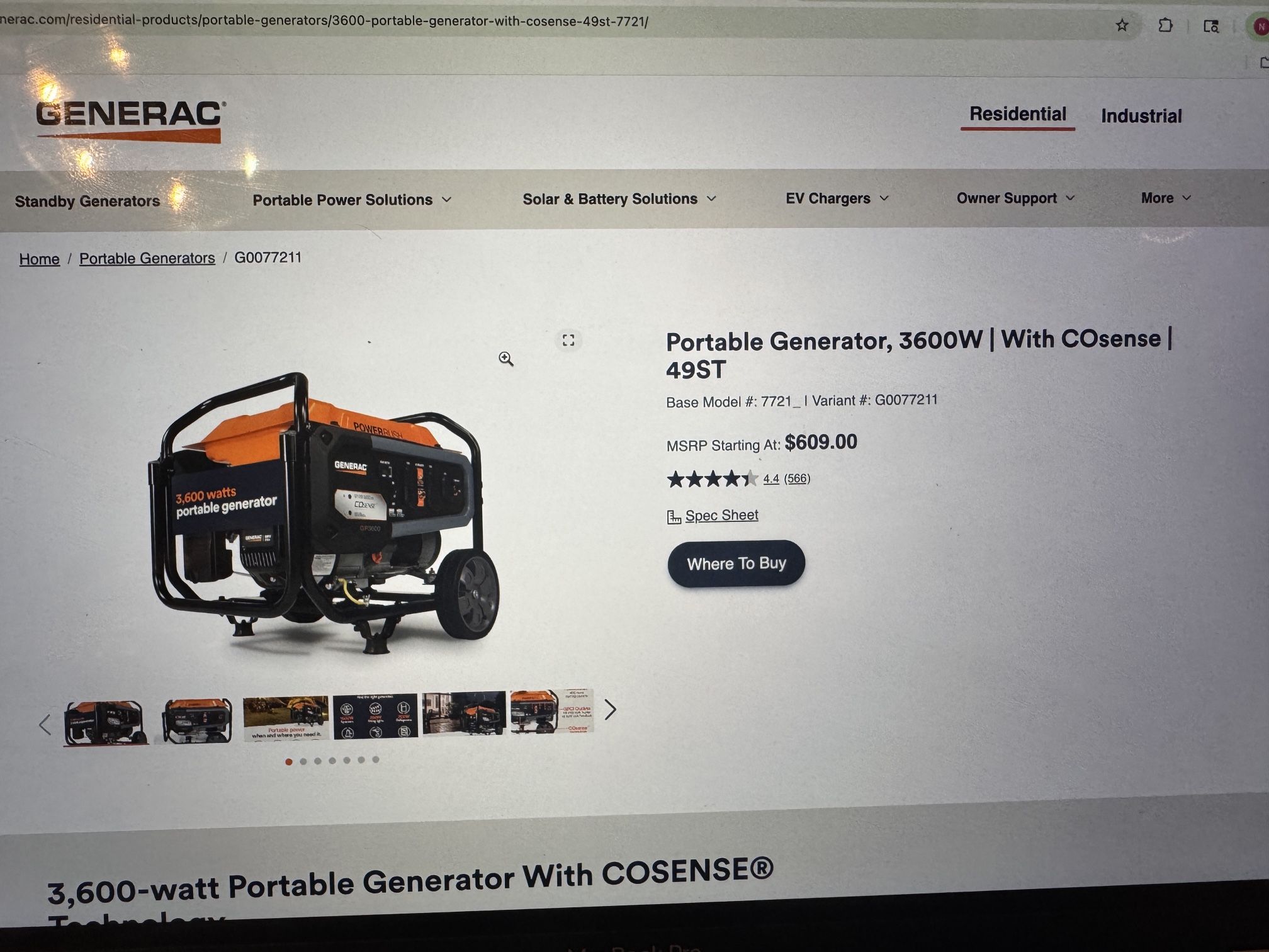 Generac Generator GP3600