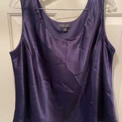 Dressbarn Woman Purple Satin Shell Tank Top 18W Plus Size Scoop Neck 