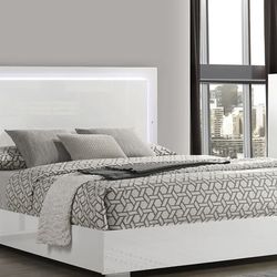 Queen bed set with LED lights