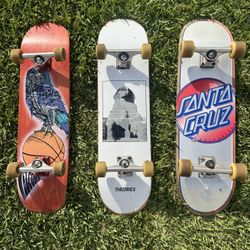  🛹 3 Skateboards – Santa Cruz / Theories / Welcome – Rare Independent Trucks 