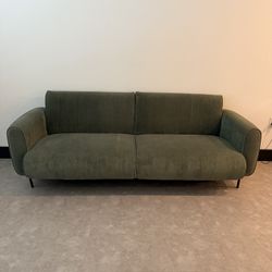  Upholstered Green Corduroy Loveseat Couch